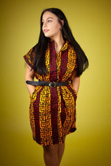 African Dress In Read & Yellow - The Continent Clothing