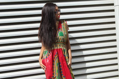 African Dress in Red Dashiki Print - Festival Dress - Continent Clothing 