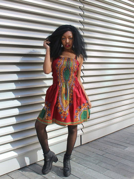 Afrikanische Kleid in rot Dashiki Druck - Festival Kleid