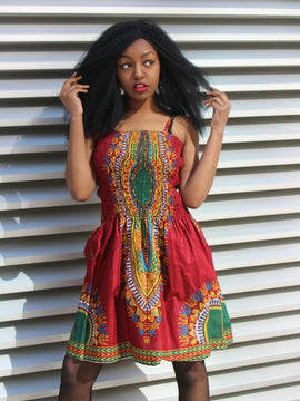 Afrikanische Kleid in rot Dashiki Druck - Festival Kleid