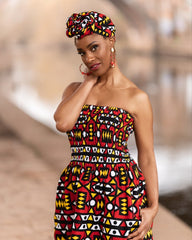 African Dress in Stunning Red Samakaka - The Continent Clothing
