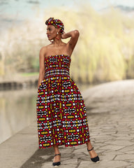 African Dress in Stunning Red Samakaka - The Continent Clothing