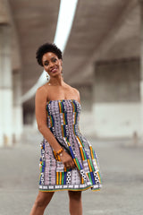 African Dress In White Kente - The Continent Clothing