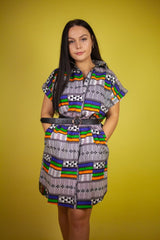 African Dress In White Kente - The Continent Clothing
