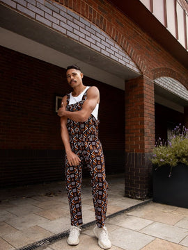 Dungarees africanos en tela de barro marrón