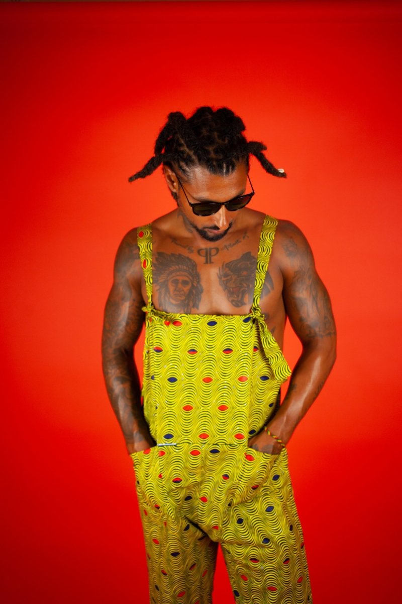 African Dungarees in Yellow Optical - Continent Clothing 
