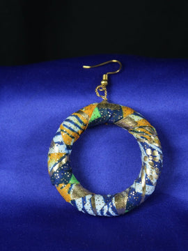 Afrikanische Reifen in lila Ankara-Druck - Up Cycled Zero Waste Ohrringe