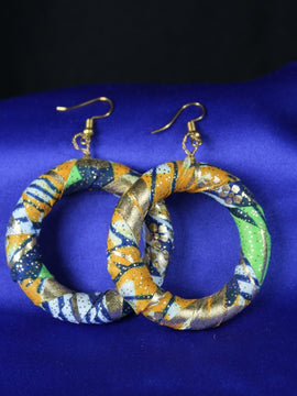 Afrikanische Reifen in lila Ankara-Druck - Up Cycled Zero Waste Ohrringe