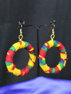 African Earrings In Orange Kente