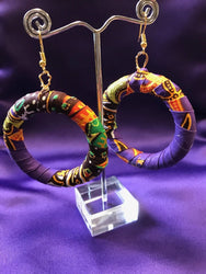 African Earrings in Purple Ankara Print
