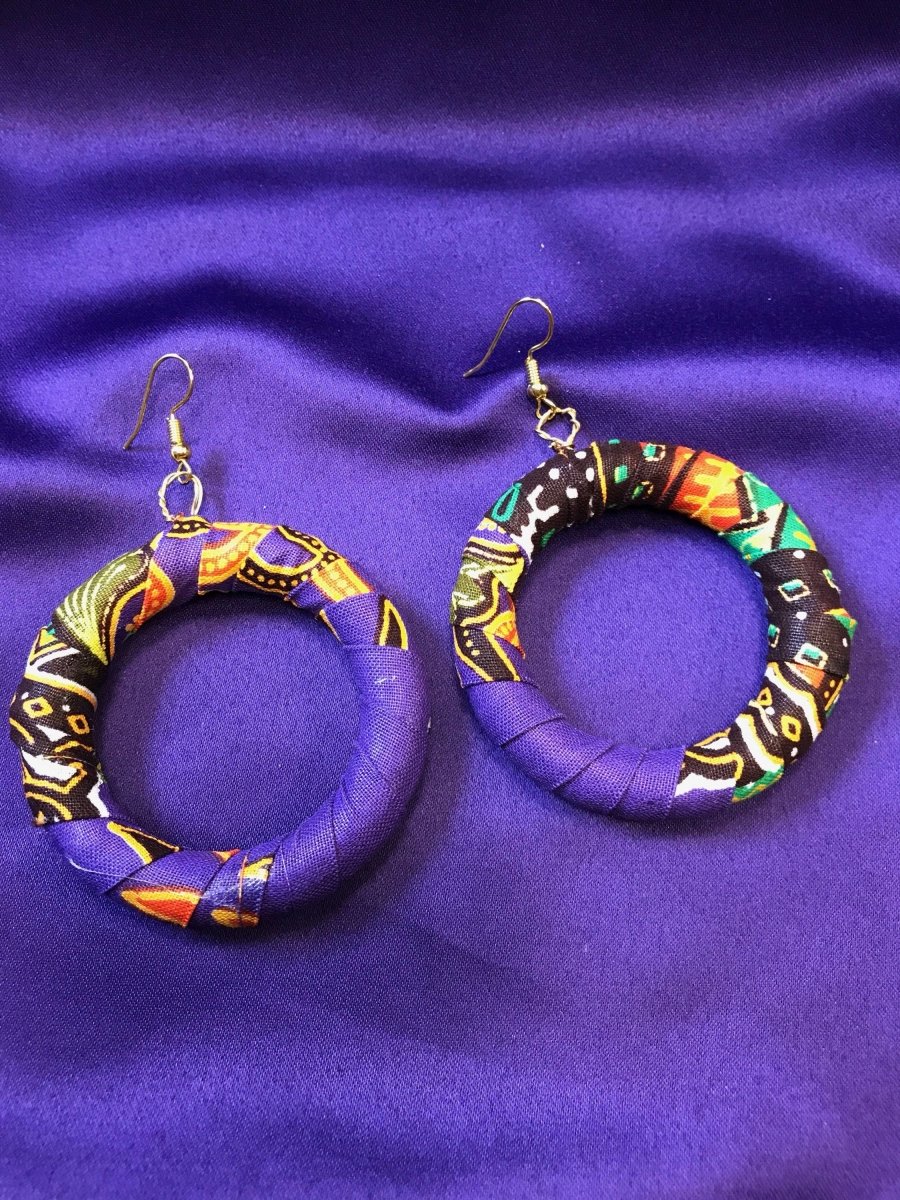 African Earrings in Purple Ankara Print– The Continent Clothing