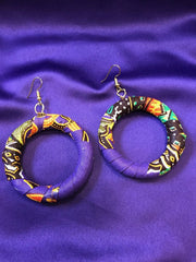 African Earrings in Purple Ankara Print - Continent Clothing 