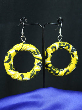 African Earrings in Yellow Ankara