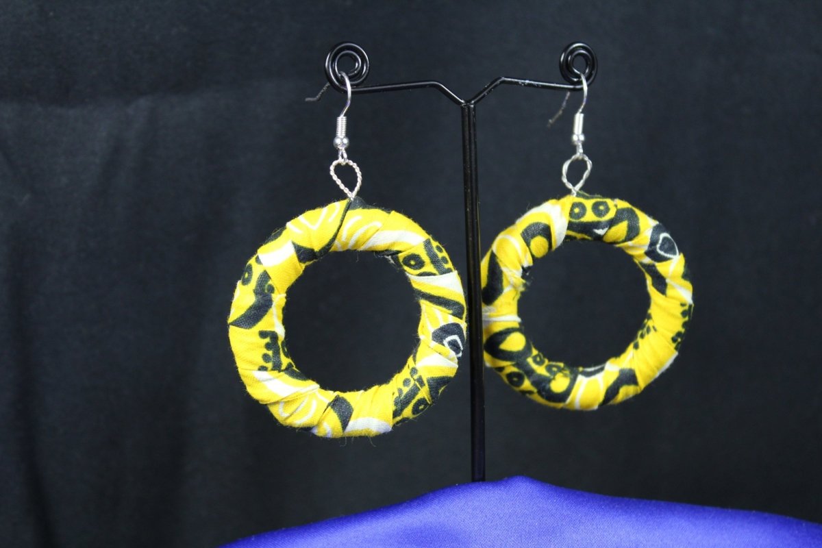 African Earrings in Yellow Ankara - Continent Clothing 