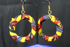 African Earrings In Yellow Red Ankara - Continent Clothing 