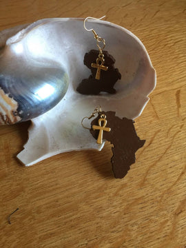 African Earrings made with Recycled Wood