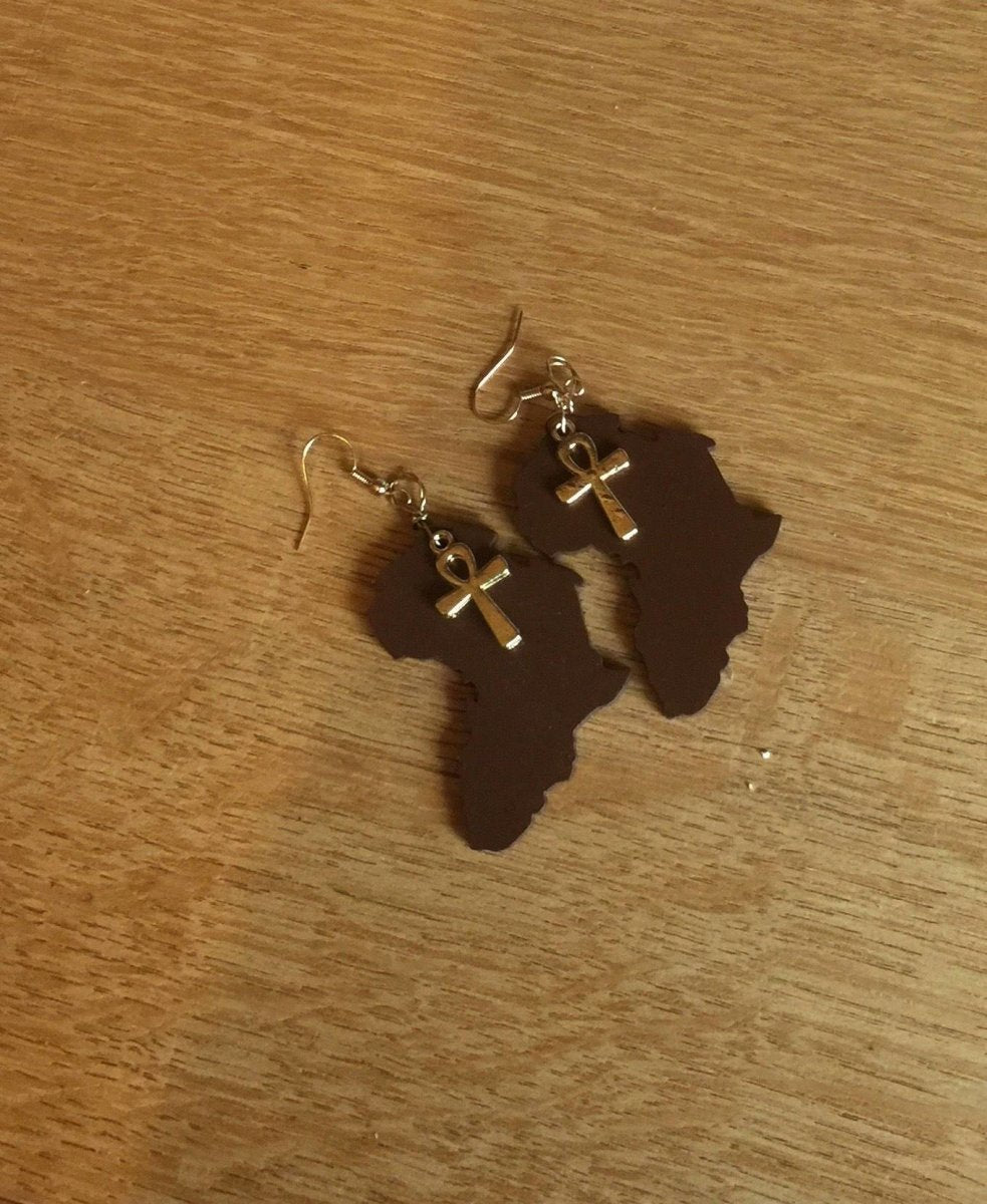 African Earrings made with Recycled Wood - Continent Clothing 