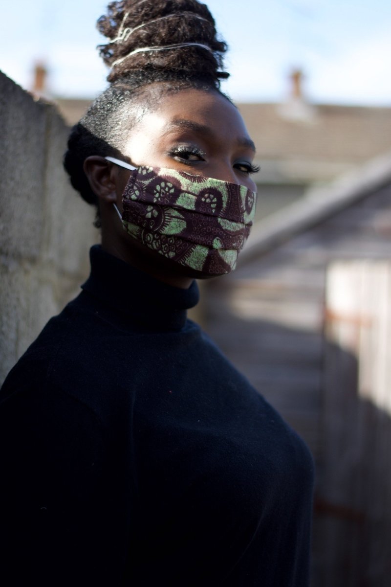 African Face Mask in Brown Ankara - Continent Clothing 