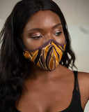 African Face Mask in Orange Zebra Print - Continent Clothing 