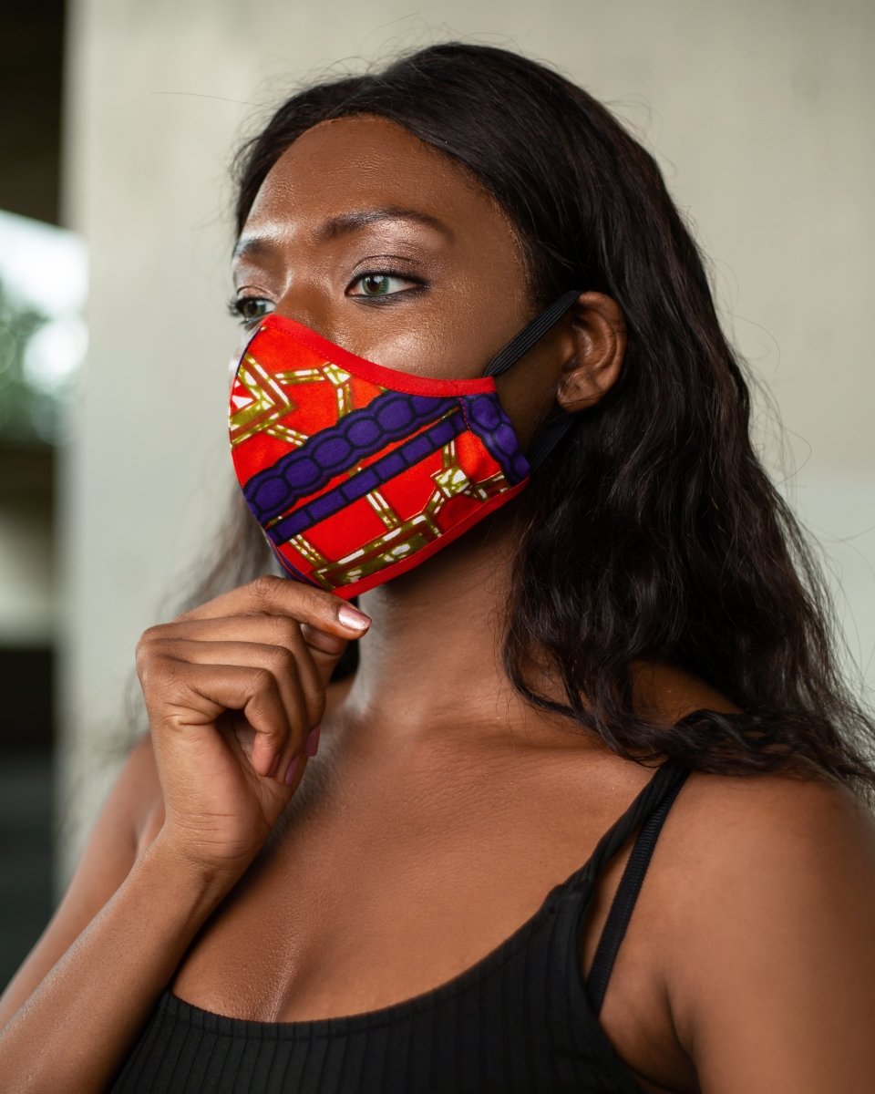 African Face Mask in Red & Purple - Continent Clothing 