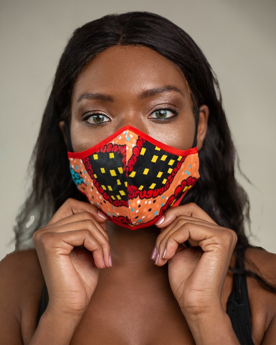 African Face Mask in Red & Yellow - Continent Clothing 