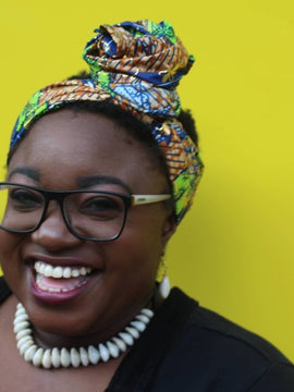 African Head Wrap in Gold Ankara