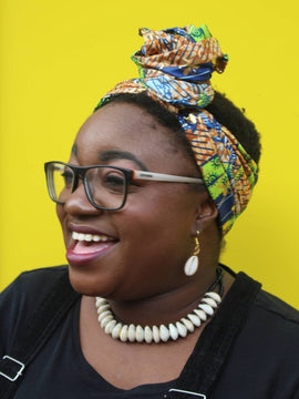 African Head Wrap in Gold Ankara