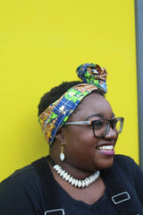 African Head Wrap in Gold Ankara - Continent Clothing 