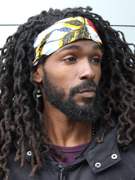 African Headband in Black Flower