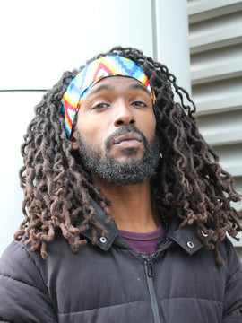 Afrikanisches Stirnband in Blue Kente