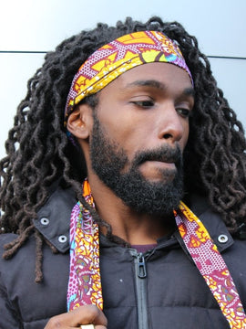 African Headband in Purple Patchwork