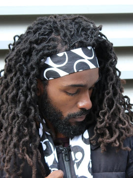 Afrikanisches Kopfband in Weiß & Schwarz