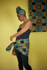 African Headwrap In Electric Blue Kente - The Continent Clothing