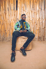 African Hooded Jacket In Blue Kente - The Continent Clothing