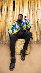 African Hooded Jacket In Blue Kente - The Continent Clothing