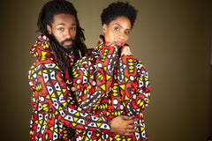 African Hooded Jacket In Electric Red Sumakaka - Continent Clothing 