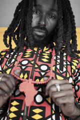 African Hooded jacket In Electric Red Sumakaka - Continent Clothing 