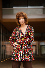 African Hooded Jacket In Electric Red Sumakaka - Continent Clothing 