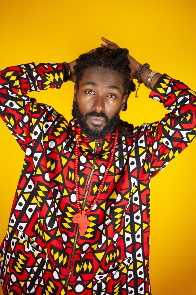 African Hooded jacket In Electric Red Sumakaka - Continent Clothing 