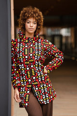 African Hooded Jacket In Electric Red Sumakaka - Continent Clothing 