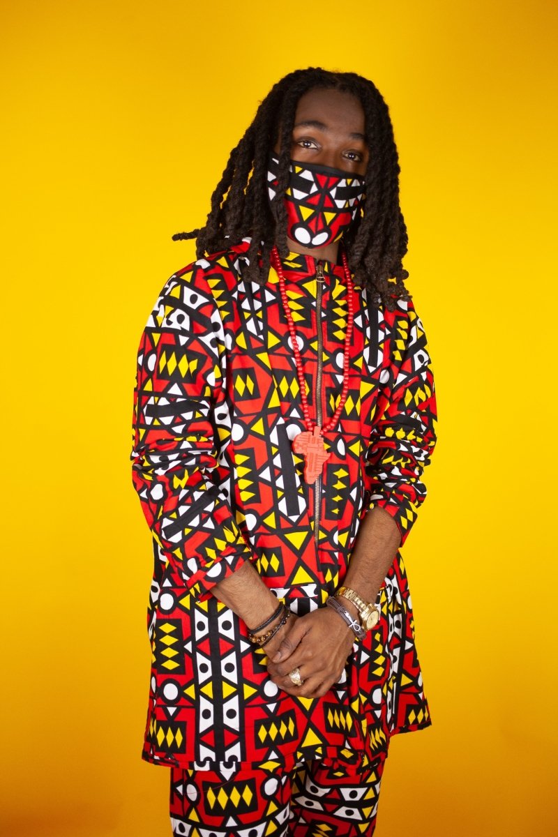 African Hooded jacket In Electric Red Sumakaka - Continent Clothing 