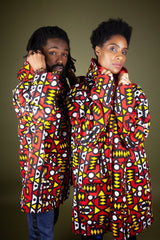 African Hooded Jacket In Electric Red Sumakaka - Continent Clothing 