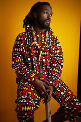 African Hooded jacket In Electric Red Sumakaka - Continent Clothing 