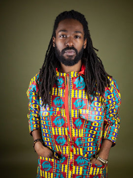 Chaqueta con capucha africana en rosa Ankara