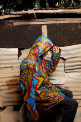African Hooded Jacket In Wow Print - The Continent Clothing