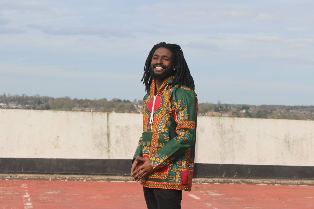 African Hoodie in Green Dashiki Print - Festival Hoodie - Continent Clothing 