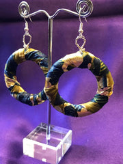African Hoops in Black Ankara Print - Up cycled Zero Waste Earrings - Continent Clothing 