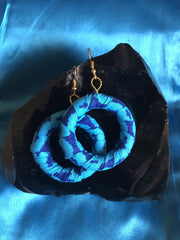 African Hoops in Blue Ankara Print - Up cycled Zero Waste Earrings - Continent Clothing 