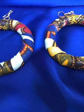 African Hoops in Purple Orange Ankara Print - Up cycled Zero Waste Earrings