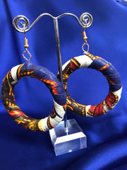 African Hoops in Purple Orange Ankara Print - Up cycled Zero Waste Earrings - Continent Clothing 
